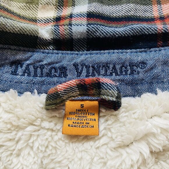 TAILOR VINTAGE Men's S Plaid Flannel Sherpa Fleece Lined Shacket Grunge Workwear - Picture 6 of 15